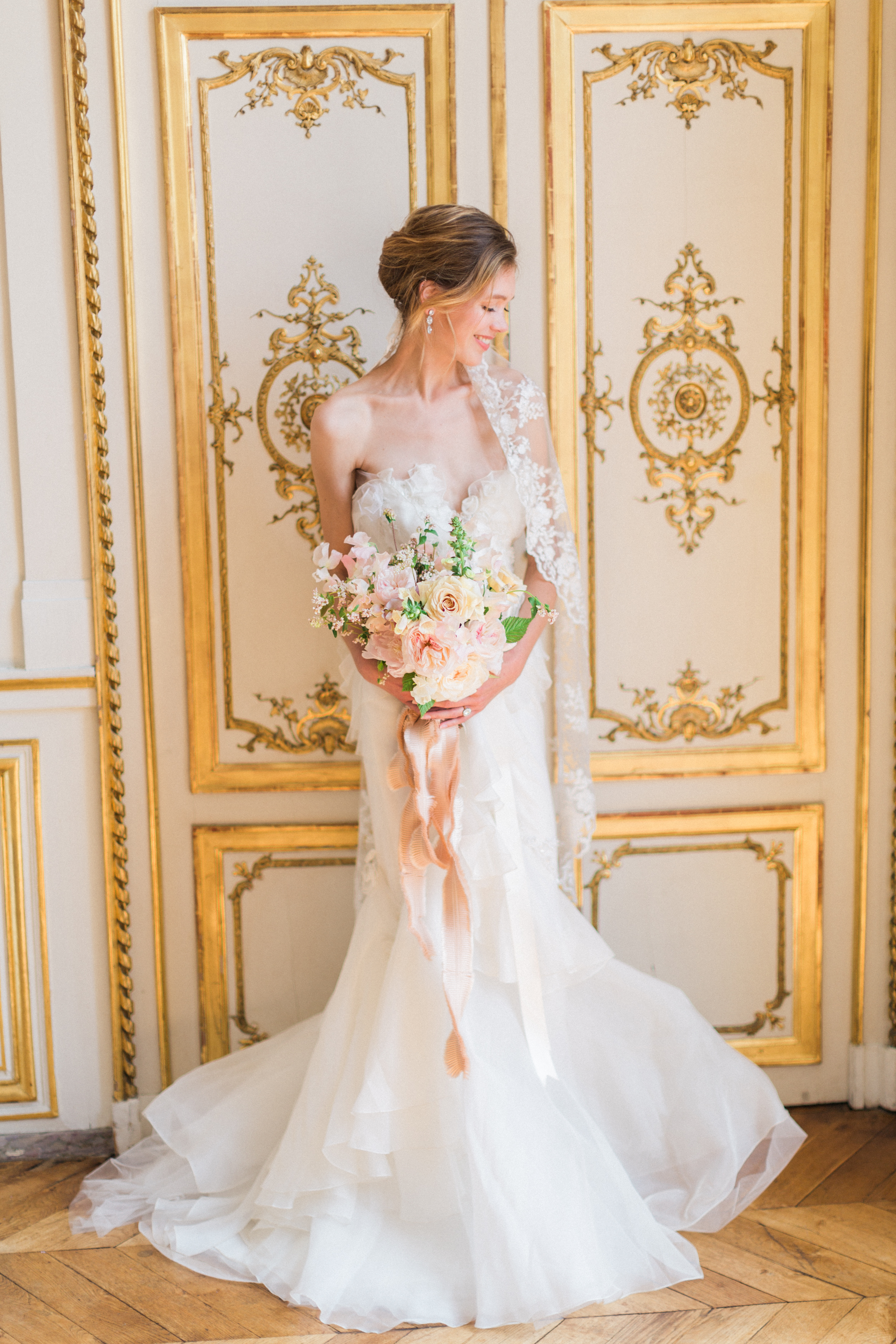 Bridal portrait at Vendome with Gold molding accents